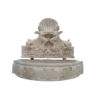 High Quality Hand Carving Beige Travertine Wall Fountain