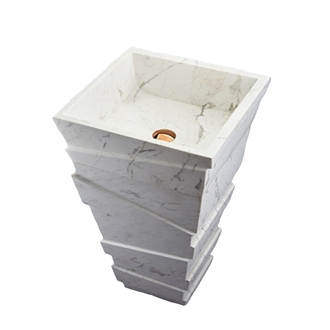 Hotel Luxury Stone Basin Pedestal Free Standing Marble Sink