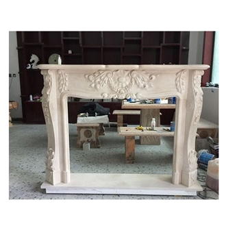 Large Decorative White Marble Column Fireplace Mantle
