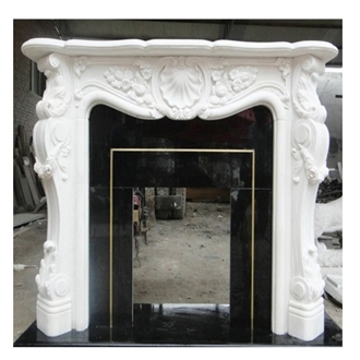 Large Decorative White Marble Column Fireplace Mantle