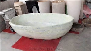 Wholesale Natural Light Green Marble Bathtubs Oval Shape