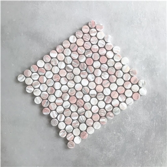 Norwegian Pink Marble Penny Round Mosaic Tiles