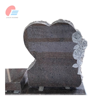 Paradiso Granite Rose Carved Tombstone With Bench