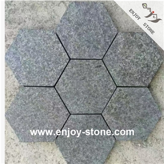 Flamed G684 Black Pearl Granite Hexagon Paving Stone