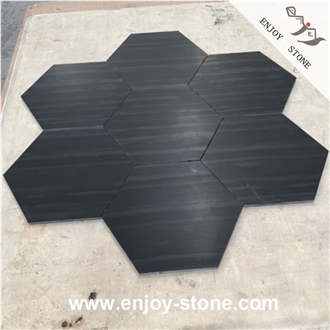 Honed Black Wood Vein Marble Patio Flooring