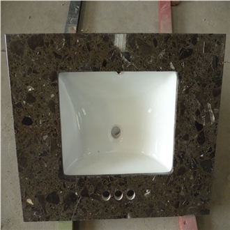 Emperador Dark Artificial Quartz Stone Bathroom Countertops