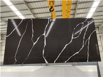 YUANDA Calacatta Black Quartz Slabs Luxury Surfaces