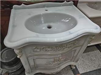 YUANDA White Marble Luxury Artificial Stone Bathroom Vanity Units