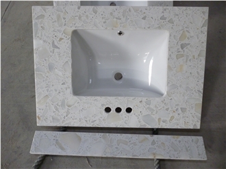 YUANDA White Terrazzo Artificial Stone Undermount Sinks