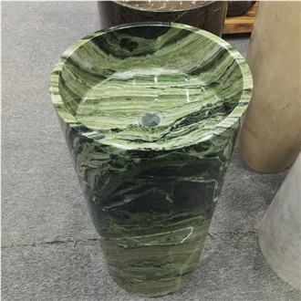 Dandong Green Marble Pedestal Sink With Good Price