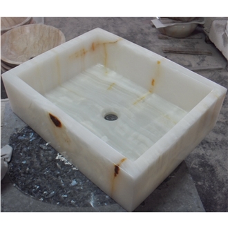 White Onyx Bathroom Rectangle Basins