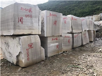 China Guizhou Wood Grain White And Grey Marble  Blocks