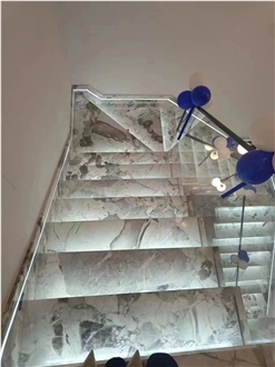 China Panda Grey Marble Polished Marble Stair Treads