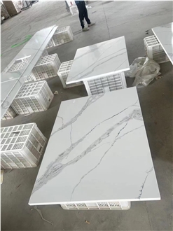Calacatta White Artificial Quartz Stone Kitchen Countertop