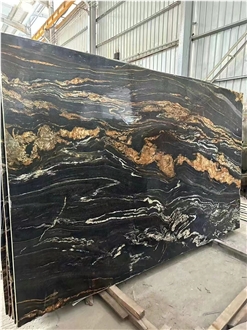Polished Cosmic Black Granite Slabs For Wall Tile