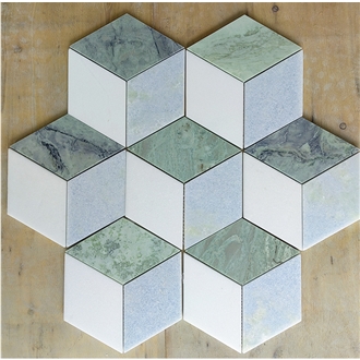 Light Green And Blue Marble Hexagon Mosaic Tiles