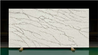 Ash Quartz - White  Quartz Slabs With Grey  Vein