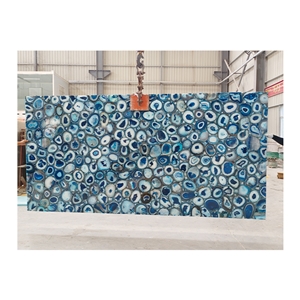 Custom Blue Agate Slabs Semi Precious Stone Wall Panels