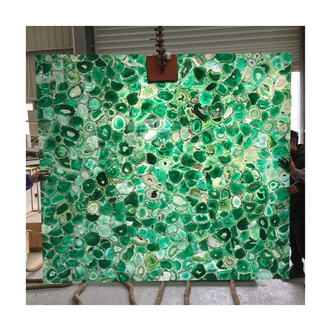 Natural Backlit Green Agate Flooring Gemstone Tiles