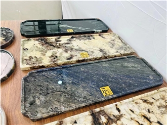 Square Marble Black Marquina Trays For Outing