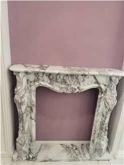 Tumbled Marble Carrara Created Fireplace Mantel For Indoor