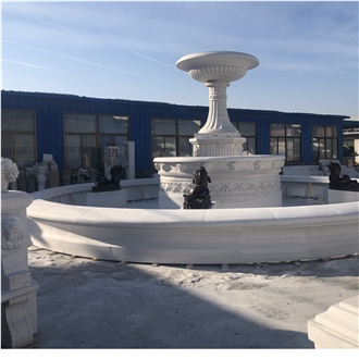 White Marble Garden Fountain Custom Made Landscapes