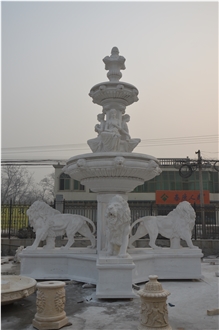 Lion Statue Outdoor Marble Park Fountain Hot Sale