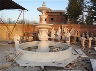 White Marble Garden Sculptured Fountain Outdoor Landscaping