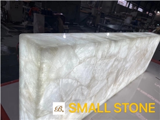 White Crystal Quartz Semiprecious Slabs With  Light Table