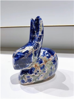 Lovely Cloisonne Blue Sodalite Rabbit Handicraft