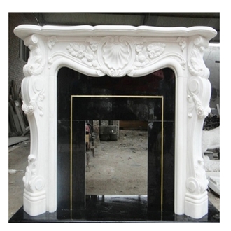 Beautiful Custom Design White Arabescato Marble Fireplace