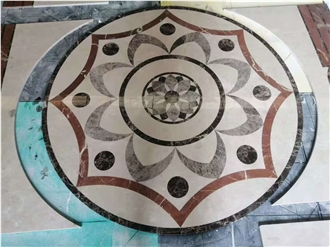 Customized Marble Floor Waterjet Medallion Pattern Design