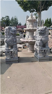 Garden Light Grey Granite Stone Lion Statues
