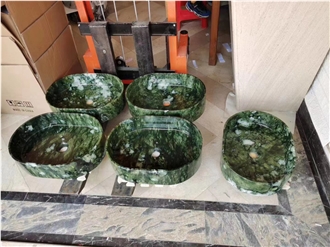 Green Marble Single Stone Engineered Wash Basin
