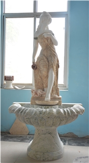 Outdoor Garden Carved Greek Figure Marble Stone Fountain