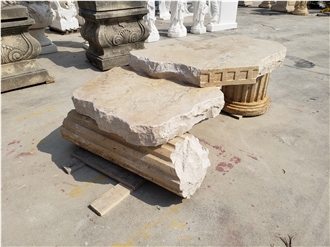 Wholesale Chinese Beige Travertine Stone Table Set