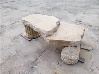 Wholesale Chinese Beige Travertine Stone Table Set