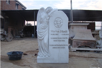 Wholesale White Marble Angel Wings Memorial Monument