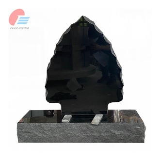 Absolute Black Granite Tree Shape Engraved Headstone