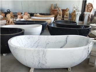 Home Used Hand Carved Guangxi White Marble Bathtub
