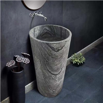 Ancient Wooden Marble Free Standing Wash Basin
