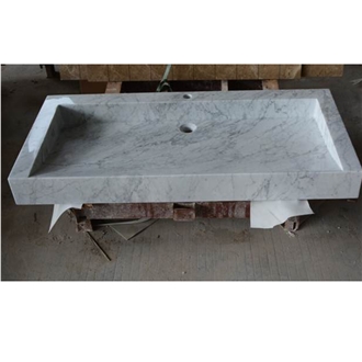 Bianco Carrara White Marble Console Sink