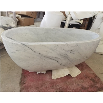 Bianco Carrara White Marble Freestanding Bathtub