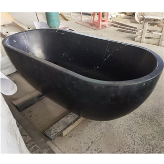 Black Marquina Marble Freestanding Bathtub