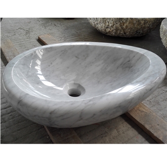 Carrara White Marble Oval Sink