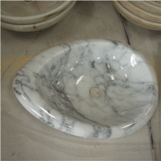Carrara White Marble Oval Sink