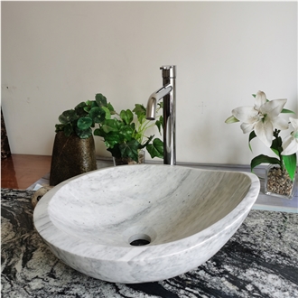 China Carrara White Marble Oval Sinks