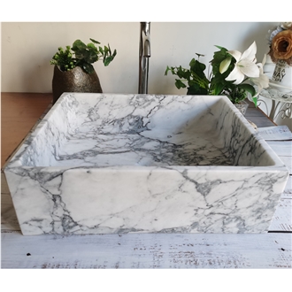 China Carrara White Marble Rectangle Sink Honed