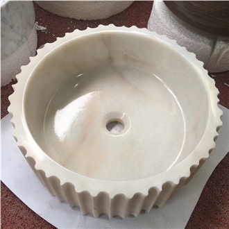 China Guangxi White Marble Wash Basins 42X42x14cm