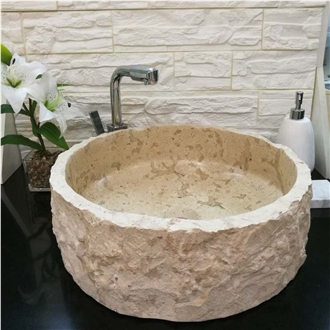 Classic Beige Marble Sink Polish Inside Nature Outside